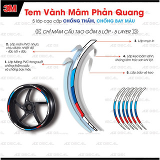 Tem Dán Vành Phản Quang Cho Xe Máy, Chất Liệu Phản Quang Cực Đẹp