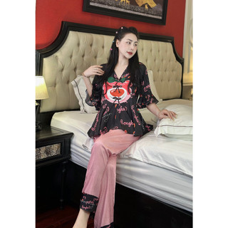 [ẢNH THẬT +VIDEO] bộ lụa xước tay loe cổ V thiết kế 5D