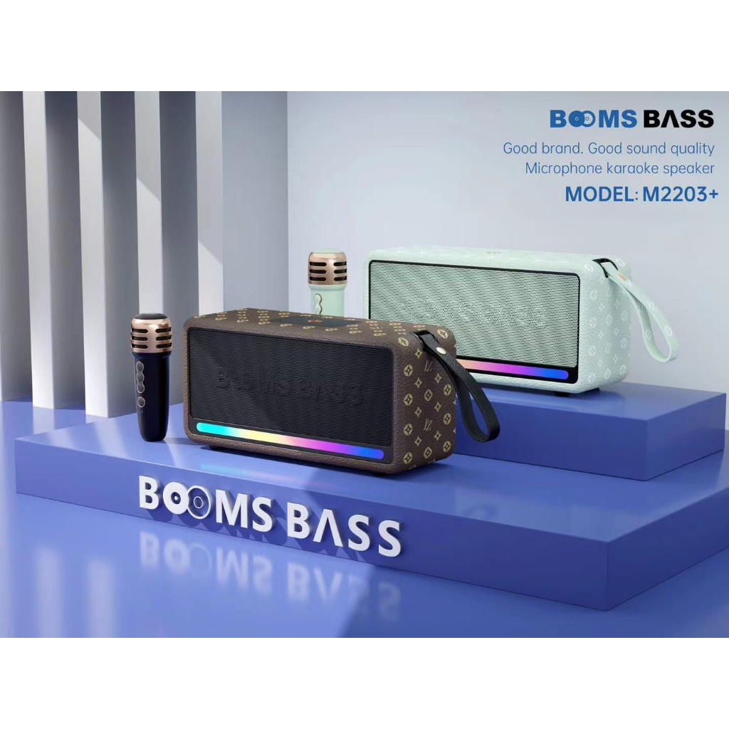Loa bluetooth BoomBass M4202 kèm 2 micro không dây xách tay công xuất 20W, âm thanh trầm ấm, bass căng- Techhig