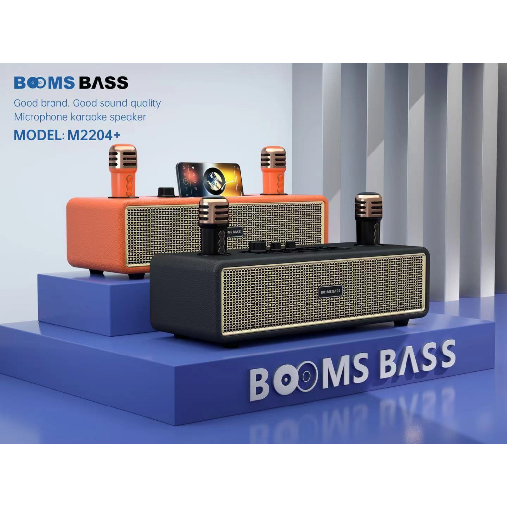 Loa bluetooth BoomBass M4202 kèm 2 micro không dây xách tay công xuất 20W, âm thanh trầm ấm, bass căng- Techhig