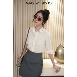 Áo sơ mi nữ tay dài kiểu dáng cơ bản white basic shirt Maxy Workshop