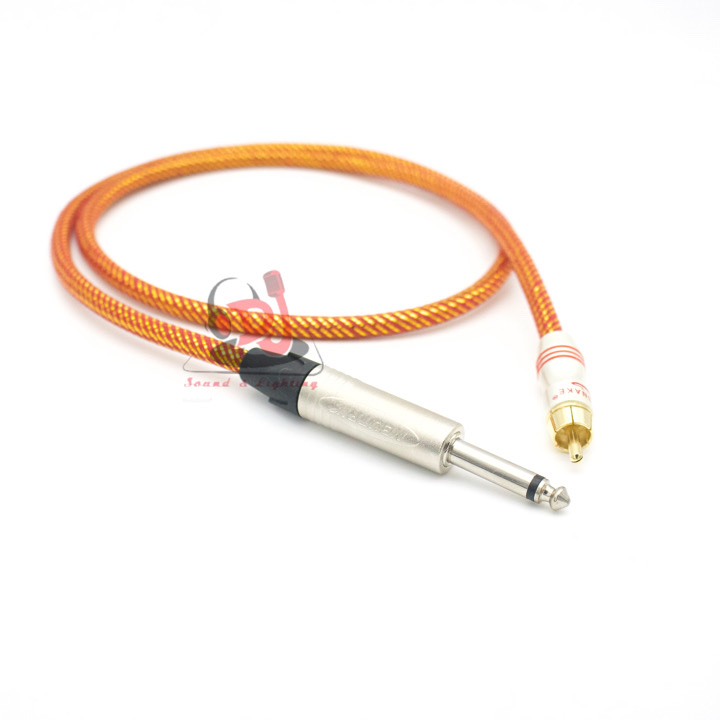Dây tín hiệu rắc 6ly chuyển av, jack 6mm, jack hoa sen TS to RCA 01 dây