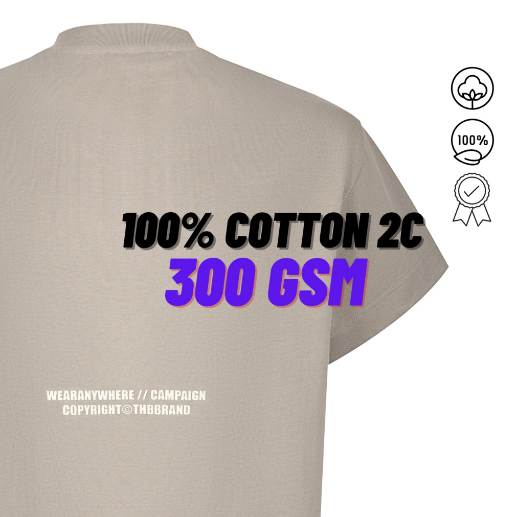 Áo thun BOXY 100% COTTON 300GSM - in nổi cao thành basic  - phong cách streetstyle nam nữ - THBBRAND