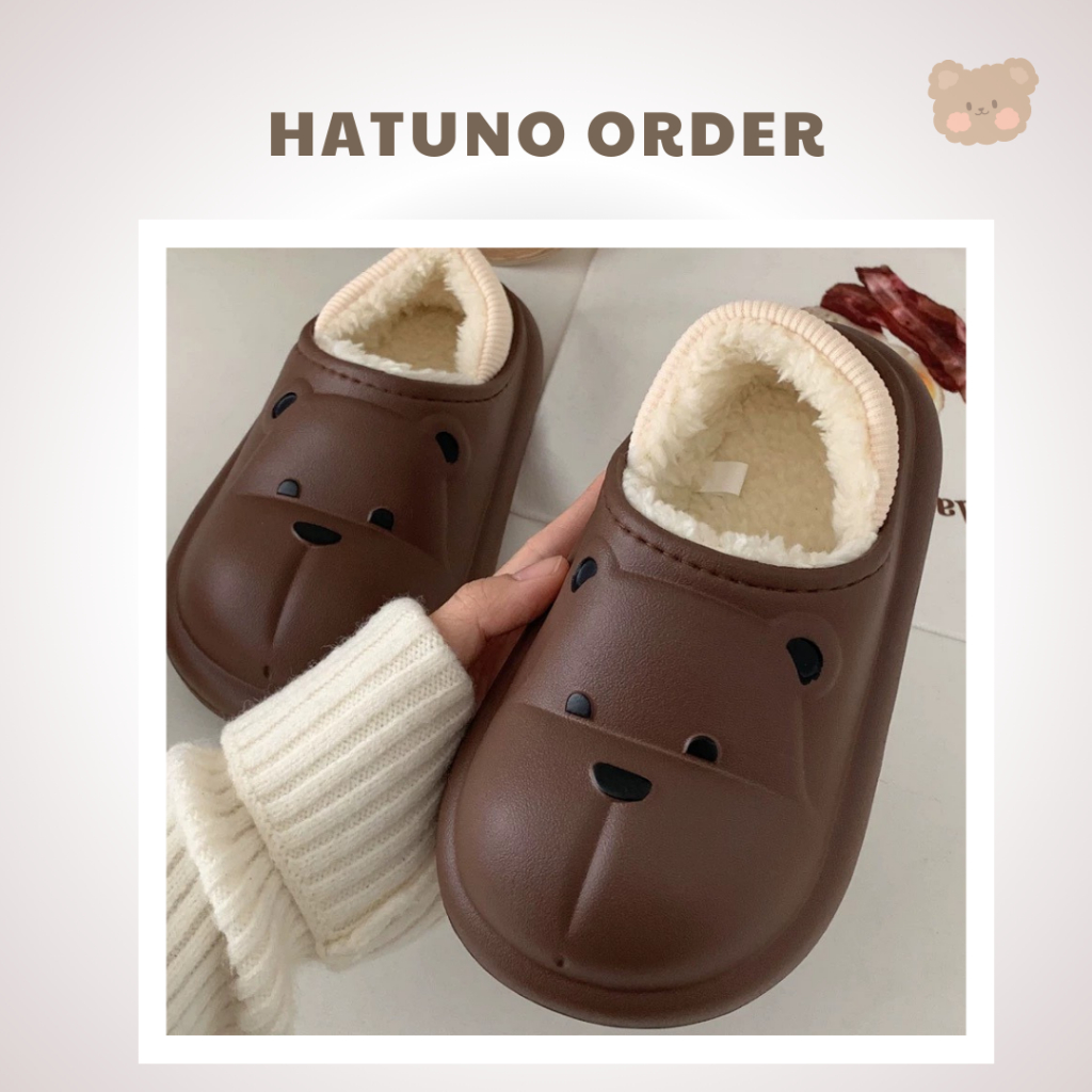 Giày Gấu Lót Lông Cừu Mùa Đông Đế Chống Trơn Trượt Cho Nam Và Nữ - Hatuno Order