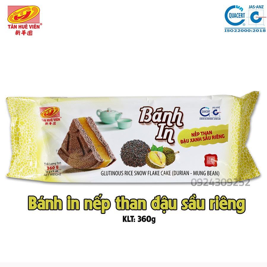 Bánh In nếp than nhân đậu sầu riêng Tân Huê Viên