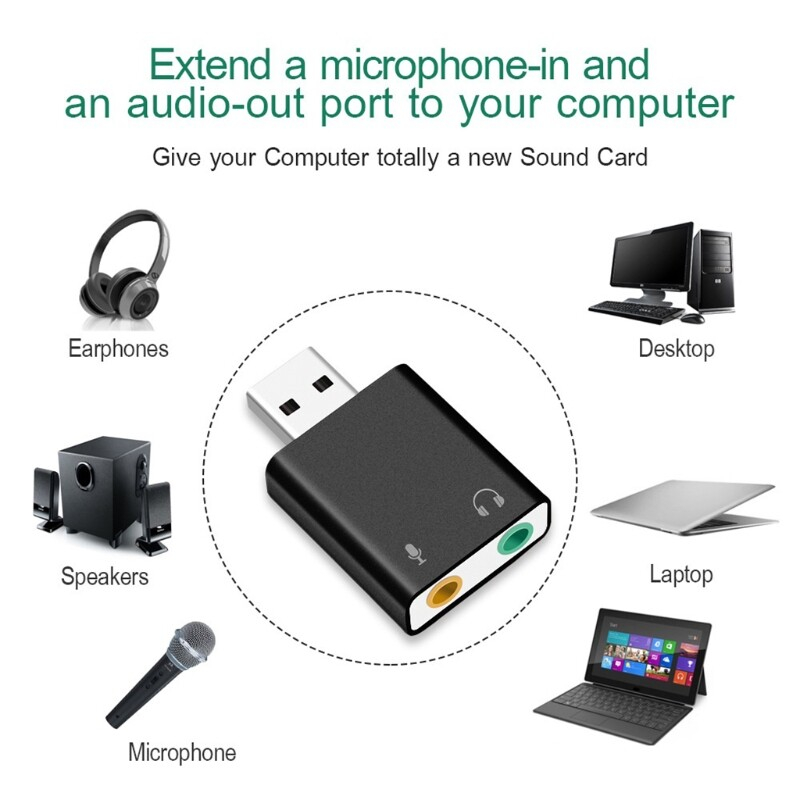 Bộ Chuyển Đổi Tai Nghe Âm Thanh USB Sang 3.5mm Card Âm Thanh Ngoài 7.1 CH Cho Mic Tai Nghe Máy Vi Tính Laptop