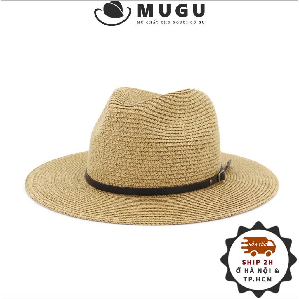 Mũ Phớt Fedora MC11 Rộng Vành 7cm Nam Nữ Mugout - Nón Vintage Đi Biển Chất Cói