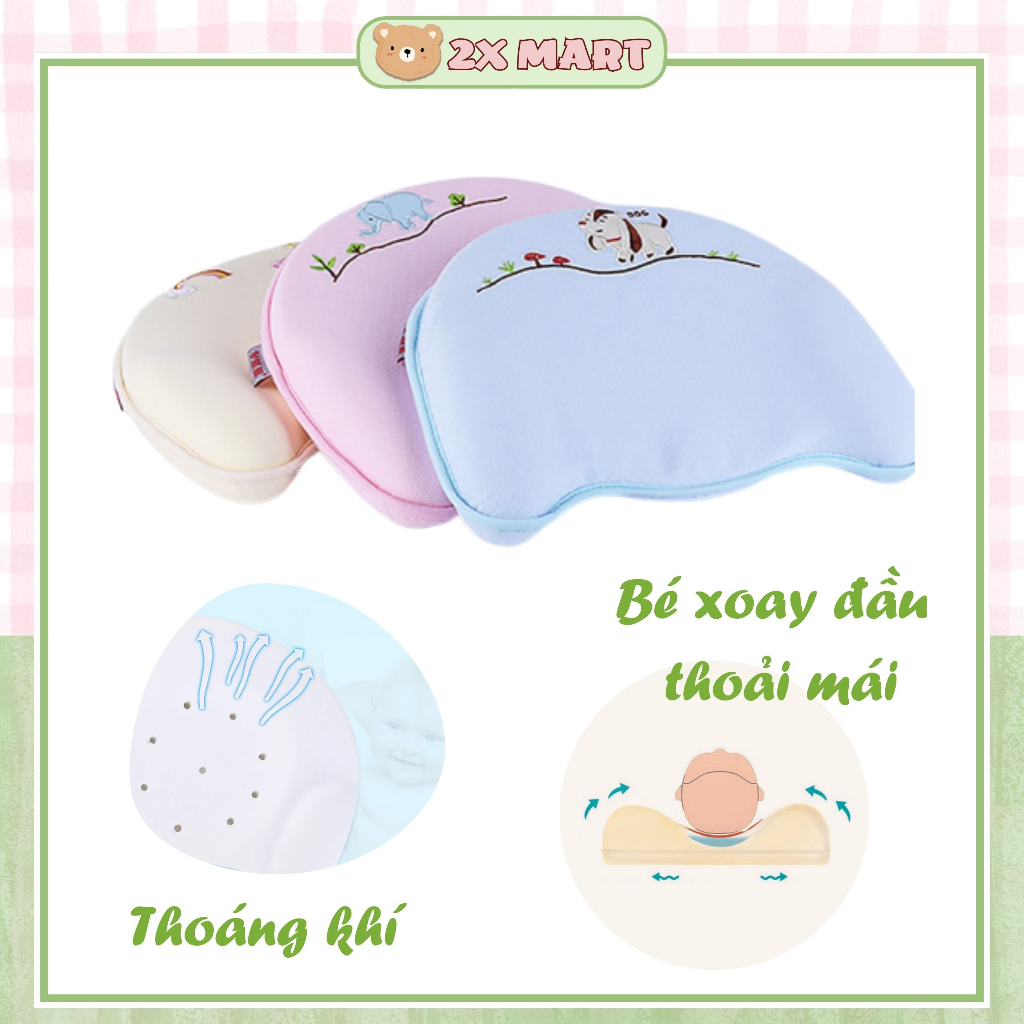 Gối cao su non cho bé sơ sinh Babymoov chống méo bẹp đầu vỏ giặt được 2X MART