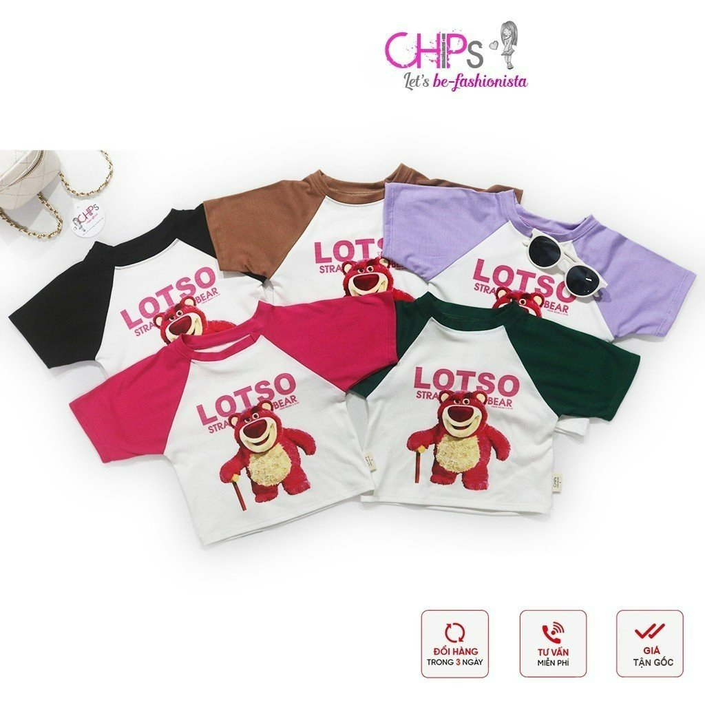 Áo Thun Cộc Tay In Gấu Lotso Sang Chảnh Cho Bé Gái