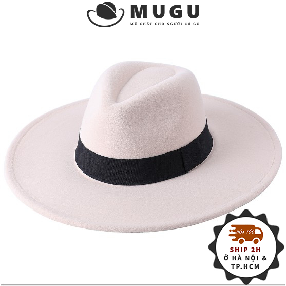 Mũ Phớt Fedora Nam Nữ Cao Cấp Vành Rộng Mugout FN27 - Nón Phớt Vintage Thời Trang Chất Nỉ | Mũ Chất HCM