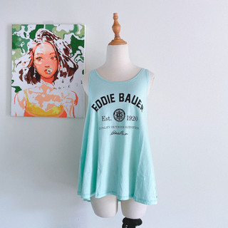 Áo ba lỗ nữ tanktop form rộng dáng xòe in chữ eddie thun cotton đơn giản mặc mát balo nữ cụt tay tập gym thun giấy