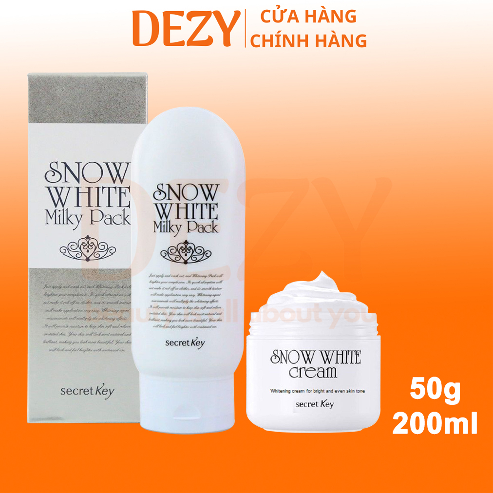 Kem Dưỡng Trắng Secret Key Snow White Body Milky Pack 200ml & Face Cream 50g Chính Hãng Hàn Quốc - Kem Ủ Toàn Thân Dezy