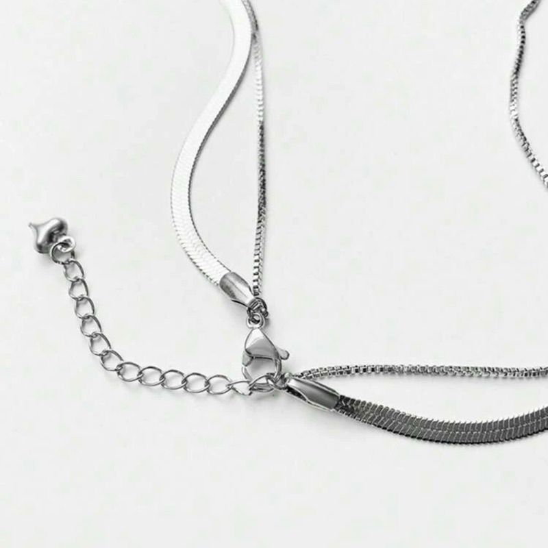 Dây Chuyền Lụa Sợi Xương Rắn 2 Lớp Chất Liệu Thép Titan Không Gỉ - Vòng Cổ Unisex Nam Nữ Quyến Rũ Thời Trang