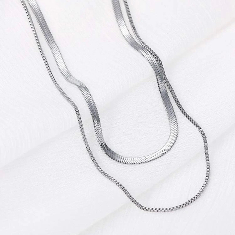 Dây Chuyền Lụa Sợi Xương Rắn 2 Lớp Chất Liệu Thép Titan Không Gỉ - Vòng Cổ Unisex Nam Nữ Quyến Rũ Thời Trang