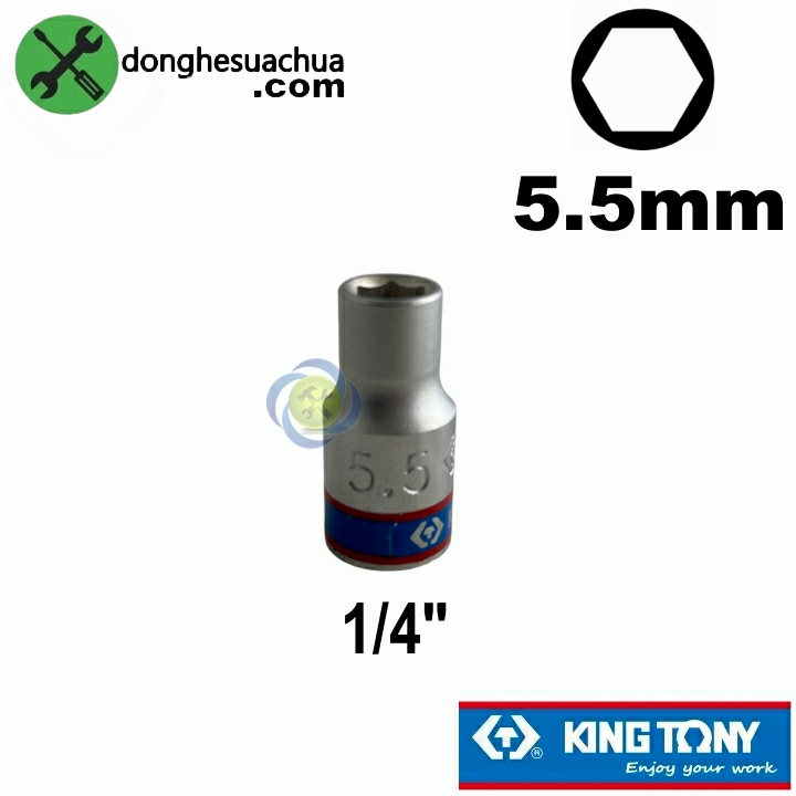 Tuýp 5.5mm 1/4 Kingtony 233555M loại ngắn 6 cạnh màu trắng