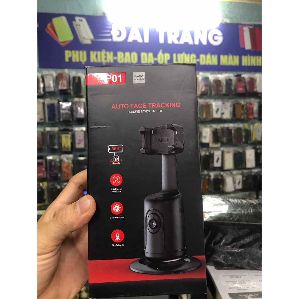 Gimbal Điện Thoại 360-P01 Giá Đỡ Theo Dõi Khuôn Mặt Cho Quay Video, Livestream, Tiktok, Tự Động Xoay 360º