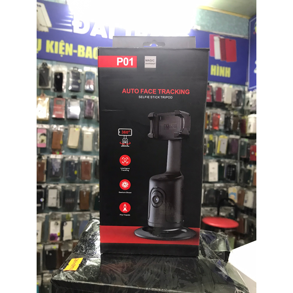 Gimbal Điện Thoại 360-P01 Giá Đỡ Theo Dõi Khuôn Mặt Cho Quay Video, Livestream, Tiktok, Tự Động Xoay 360º