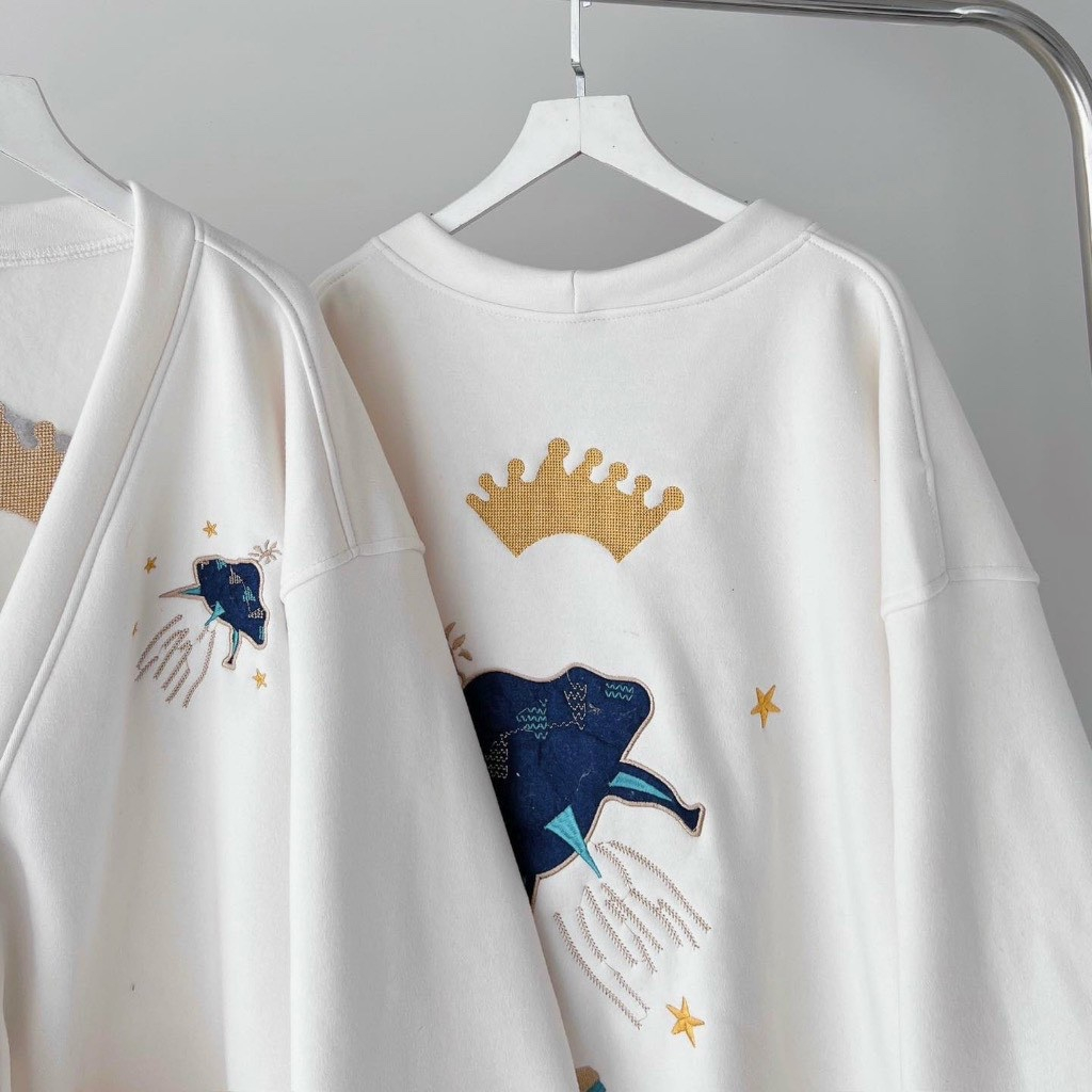 Áo khoác nỉ ngoại cadigan Họa Tiết Vương Niệm form rộng dài tay phồng-fammilyshop