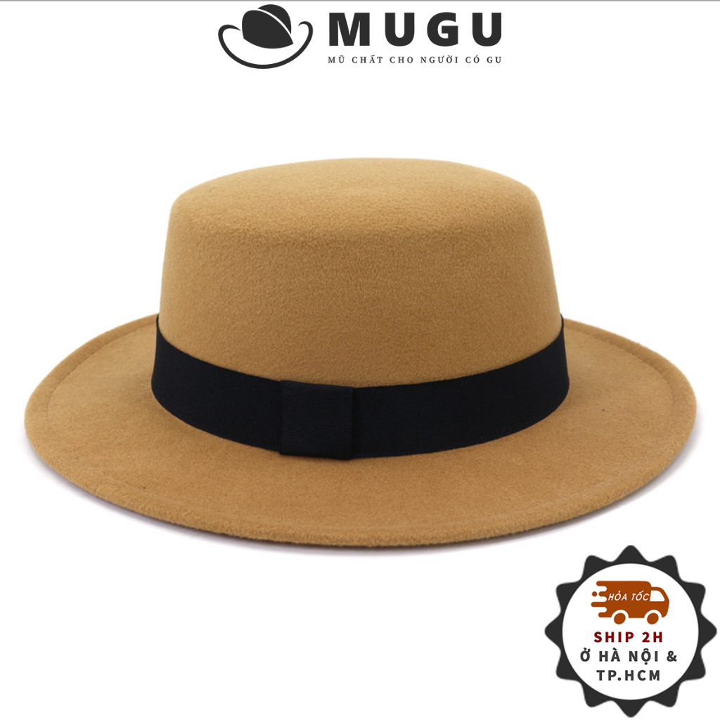 Mũ Boater Vành Tròn TN02 Thời Trang Nữ Chất Liệu Nỉ - Thương Hiệu Mugout