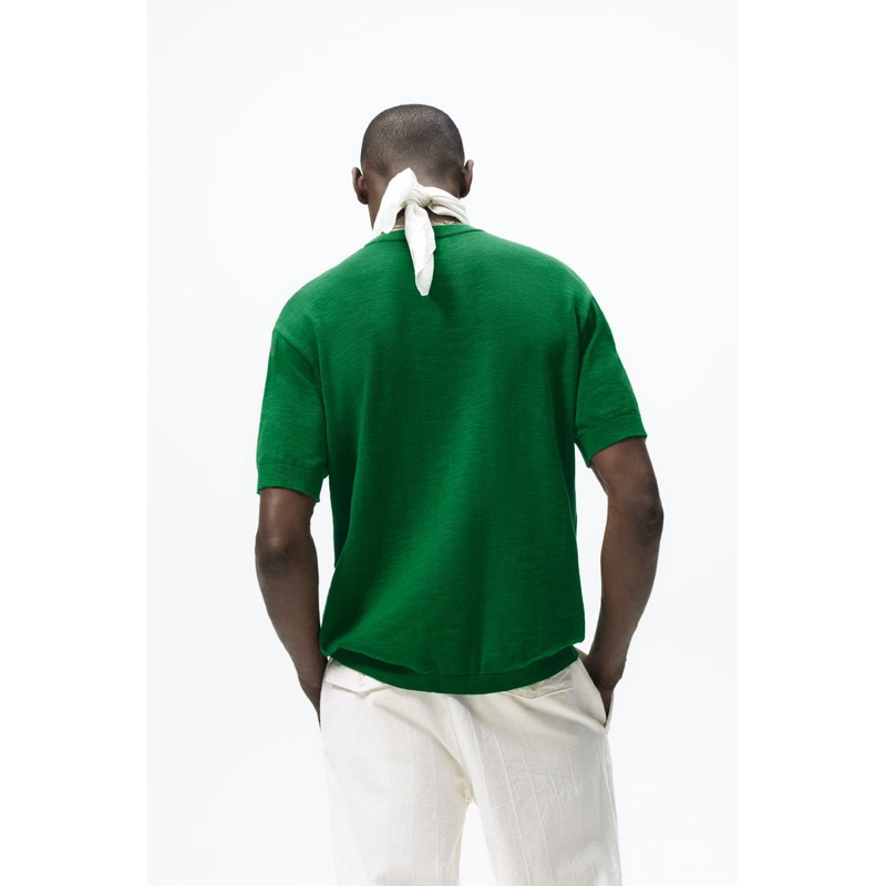 Áo thun nam Zara authentic KNIT WITH CROCHET POCKET size M