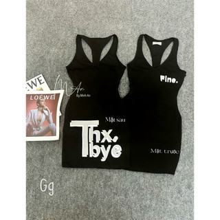 Đầm 3 lỗ dây dứng sau ôm body in chữ Fine và chữ sau mông dáng ngắn sexy , chất thun gân dày dặn
