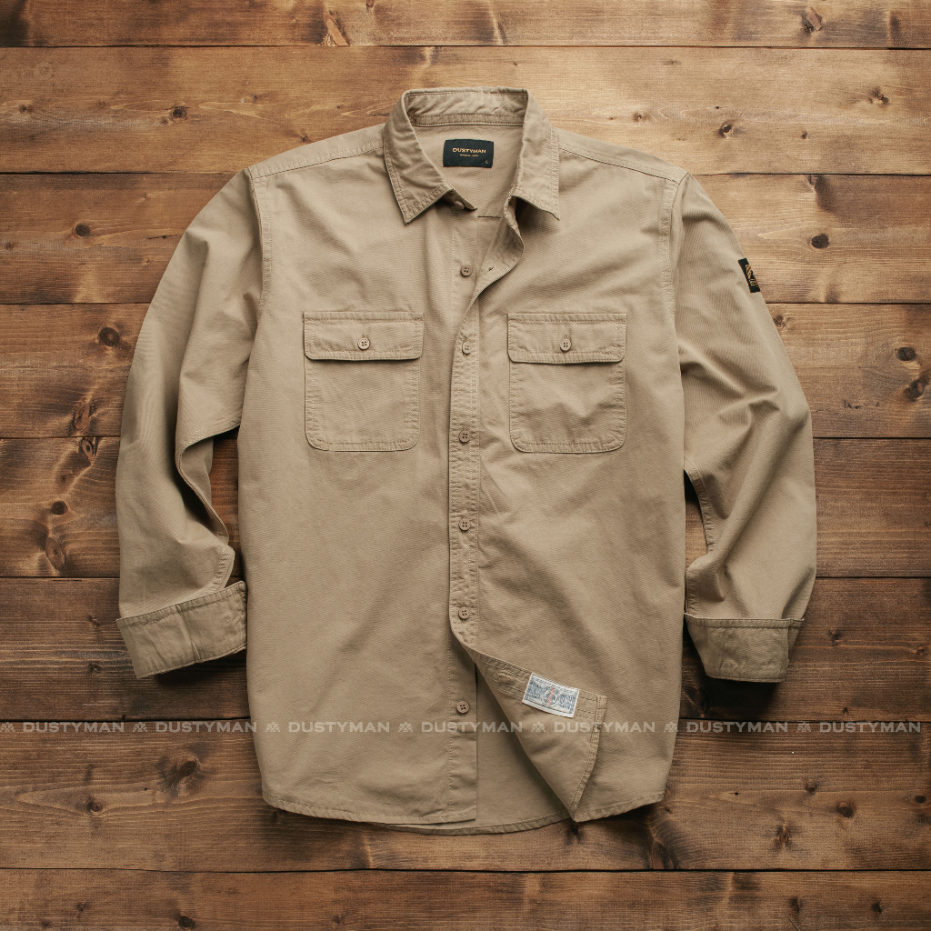 Sơ Mi Nam Thoáng Mát Chất Vải Kaki Sớ Chéo Độc Lạ DUSTYMAN - Form Regular Fit - Neck