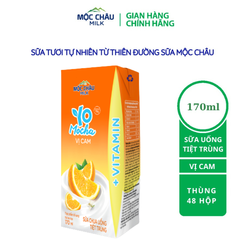 Thùng 48 hộp Sữa chua uống tiệt trùng vị cam Yo Mocha (170mlx48)