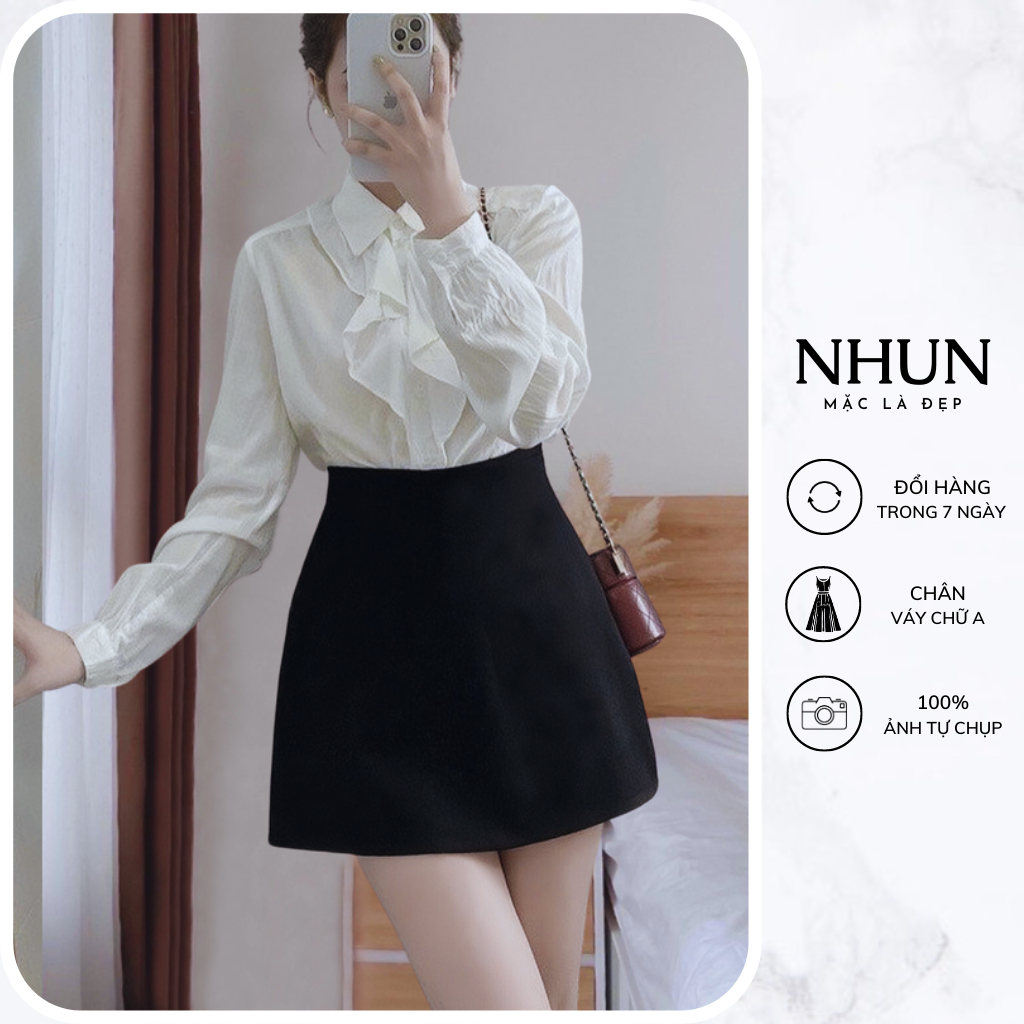 Chân váy chữ A dáng ngắn không nhăn NhunFashion chân váy ngắn công sở nữ thiết kế ôm xòe cạp liền có quần trong N82