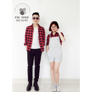 Áo Sơ Mi Cặp Fig Tree Caro Đỏ Đen Cá Tính Cho Couple (Mã 122A)