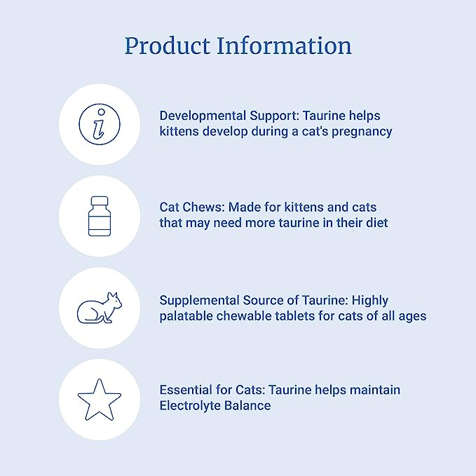 Viên Nhai Taurine Cho Mèo, Mèo Con PetAg Taurine Tablets, Hổ Trợ Giảm Thoái Hóa Võng Mạc, Cải Thiện Khả Năng Sinh Sản