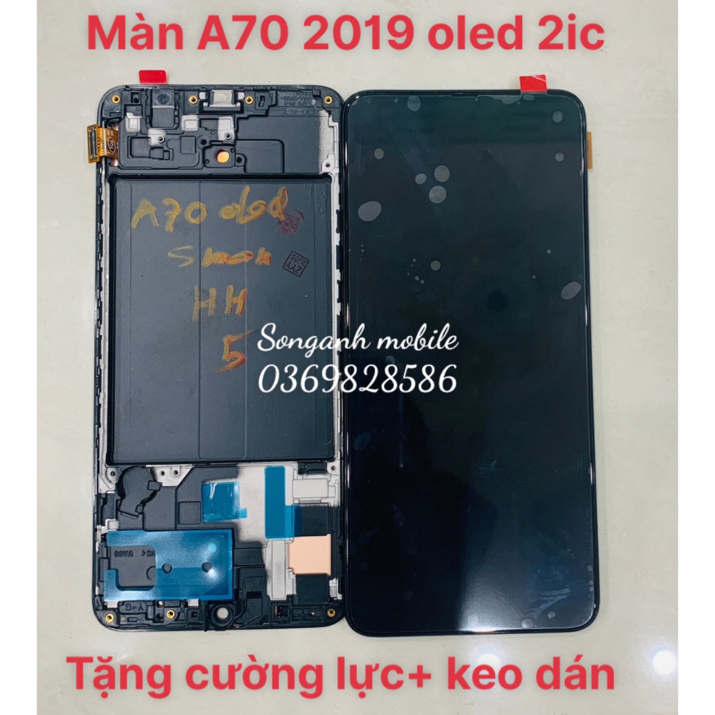 ￼Màn hình Nguyên Bộ Samsung A70 2019 / A705F, Loại OLED - 2ic, Liền Xương