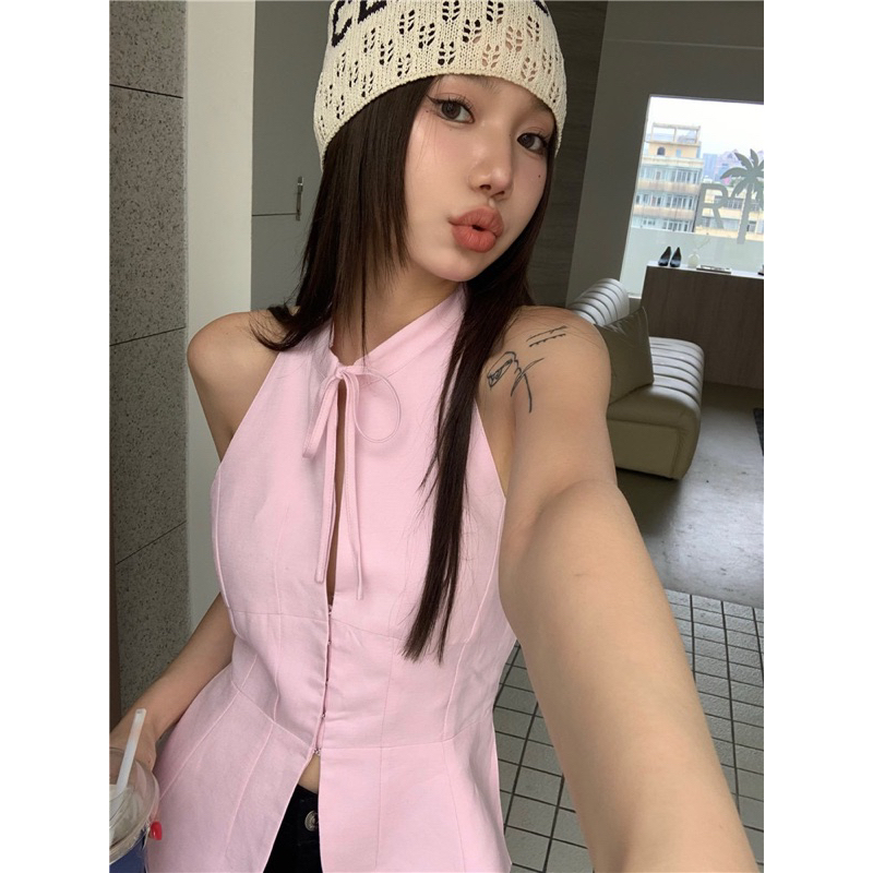 TKLIHN Áo hai dây BLACKPINK cá tính Sexy Hot Trend 2023 Áo corset SEXY cá tính 2023