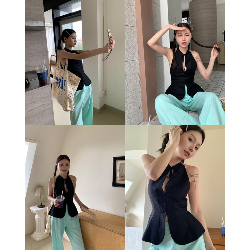 TKLIHN Áo hai dây BLACKPINK cá tính Sexy Hot Trend 2023 Áo corset SEXY cá tính 2023