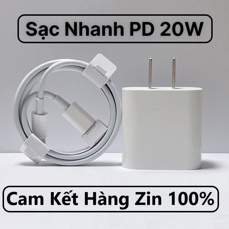 (Cam Kết Hàng Zin 100%) Sạc Nhanh PD 20W, Củ + Cáp Sạc Nhanh 20W (Full Box) dành cho các máy từ 8-14PRM - TuHaiSore