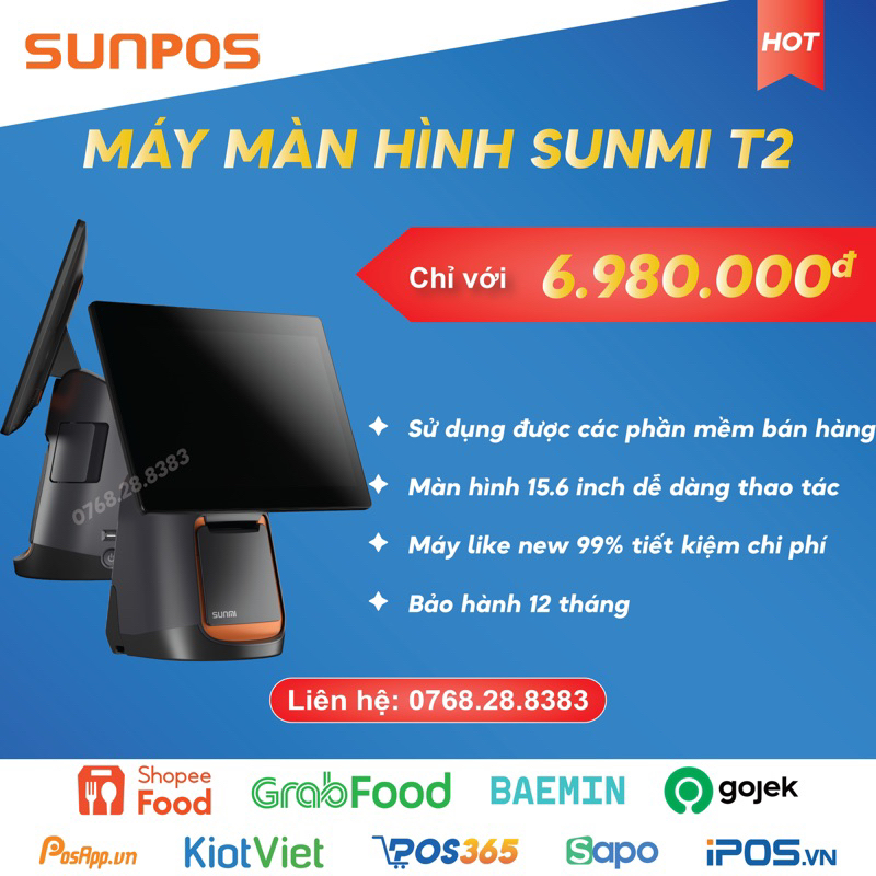 MÁY POS SUNMI T2 (CHPLAY bản Quốc Tế) - LIKE NEW