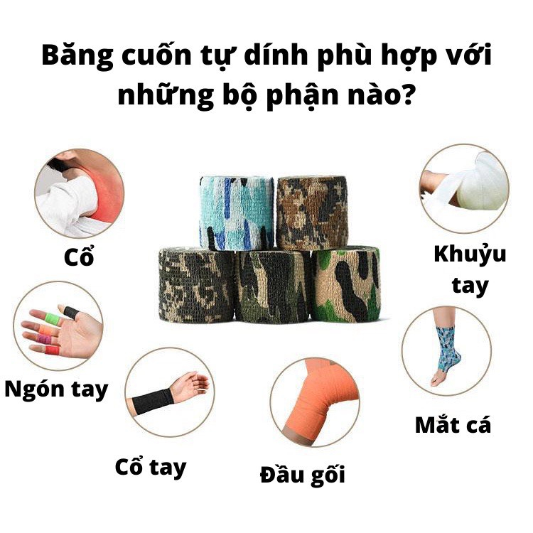 Băng Keo Thể Thao Tự Dính Cuộn 5cm*450cm, Băng Cuốn Chân Đá Bóng
