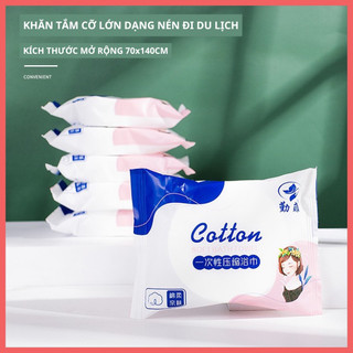 Khăn tắm nén du lịch cotton lớn 70x140cm dùng một lần, loại lớn dày nặng đẹp