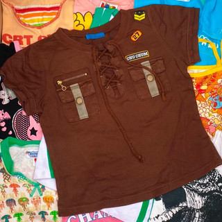 🤎🧸🍩 baby tee y2k màu nâu thrift 2hand