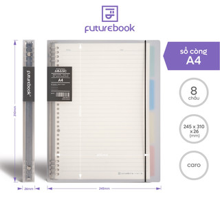 Sổ còng binder 8 chấu aibasic a5 b5 a4 - sổ còng kèm ruột giấy refill - làm sổ tay planner - sổ lò xo bìa trong