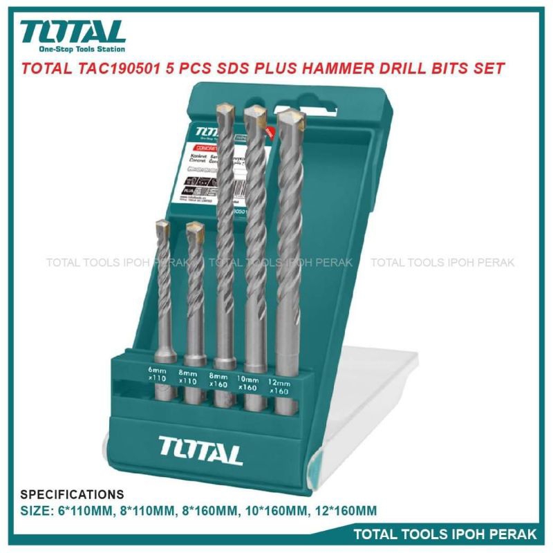 Bộ mũi khoan bê tông (đuôi gài, hộp nhựa) TOTAL TAC190501