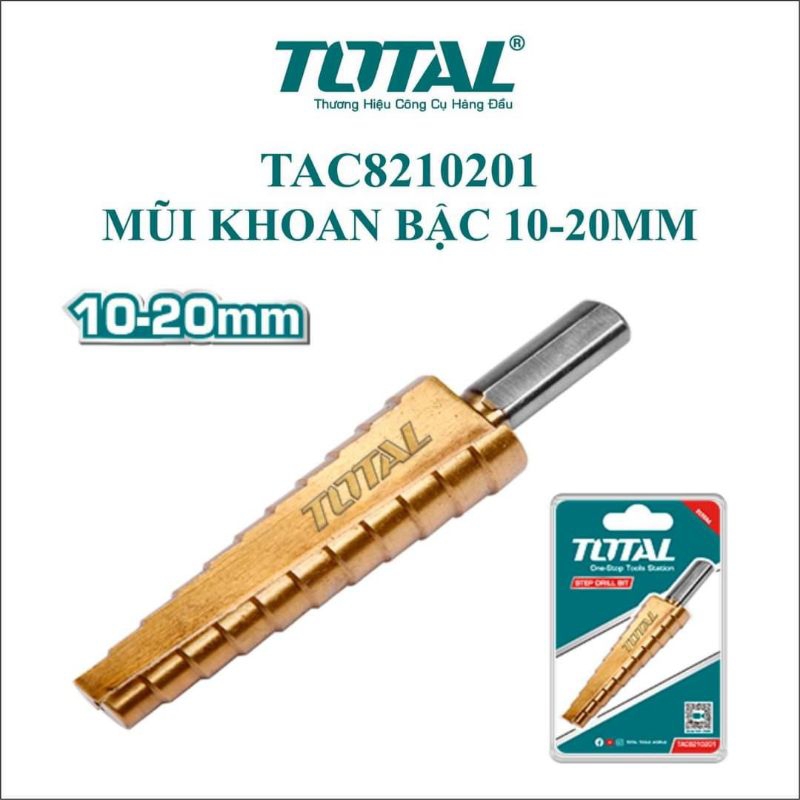 Mũi khoan tháp 10-20mm TOTAL TAC8210201 (dùng cho thép tấm)