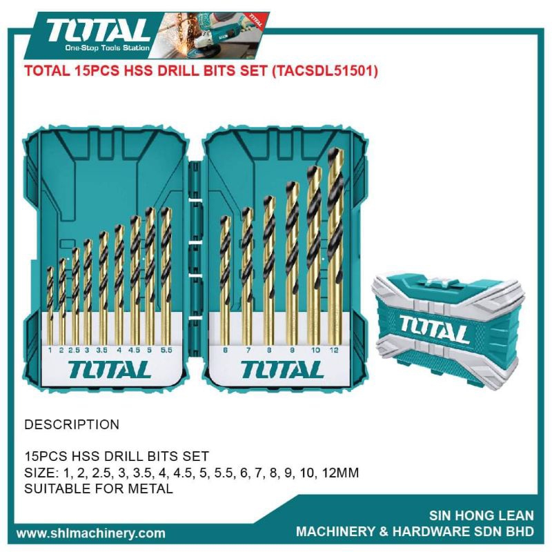 Bộ 15 Mũi khoan Kim loại TOTAL TACSDL51501