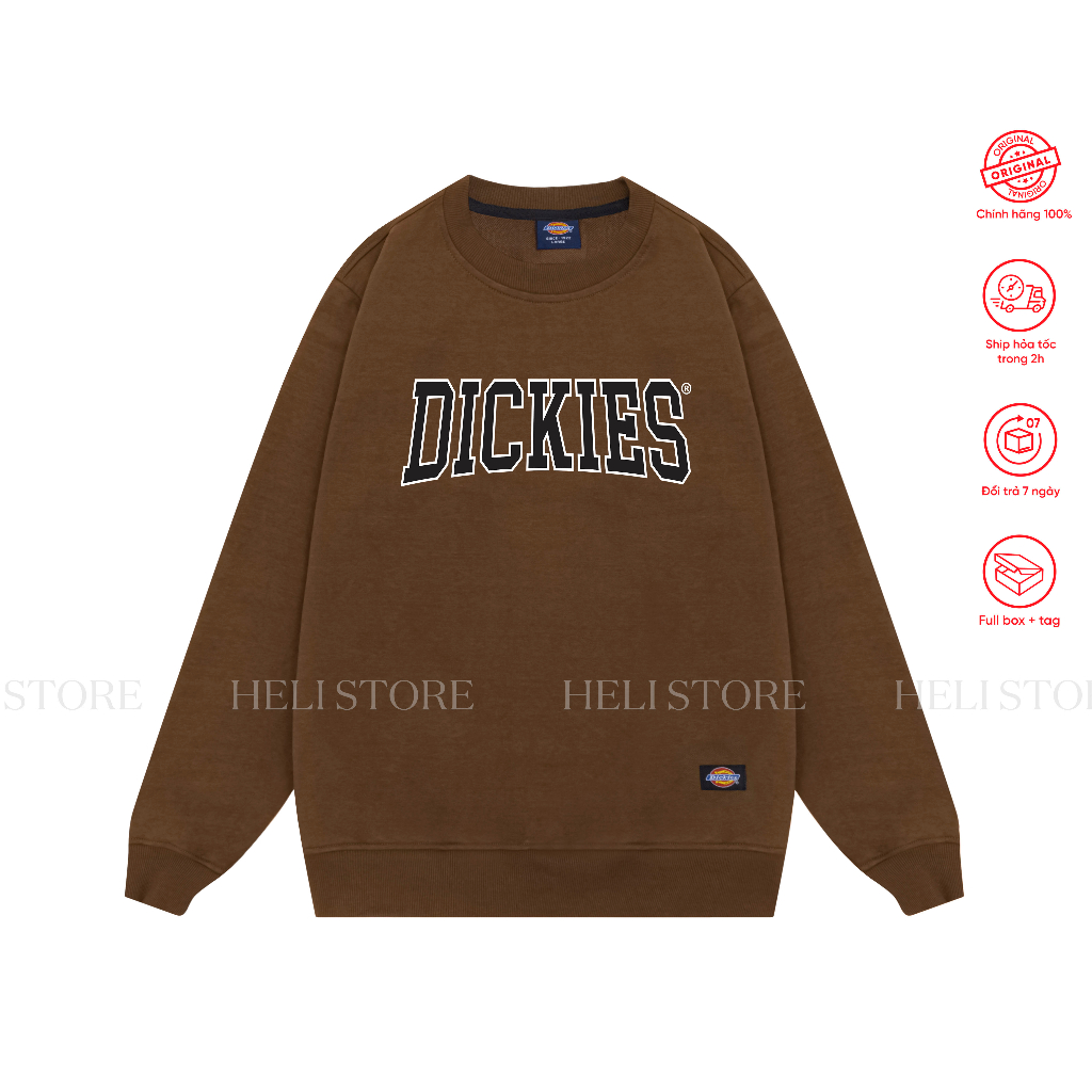 Áo sweater Màu Nâu Nam Nữ Unisex Dickies chính hãng