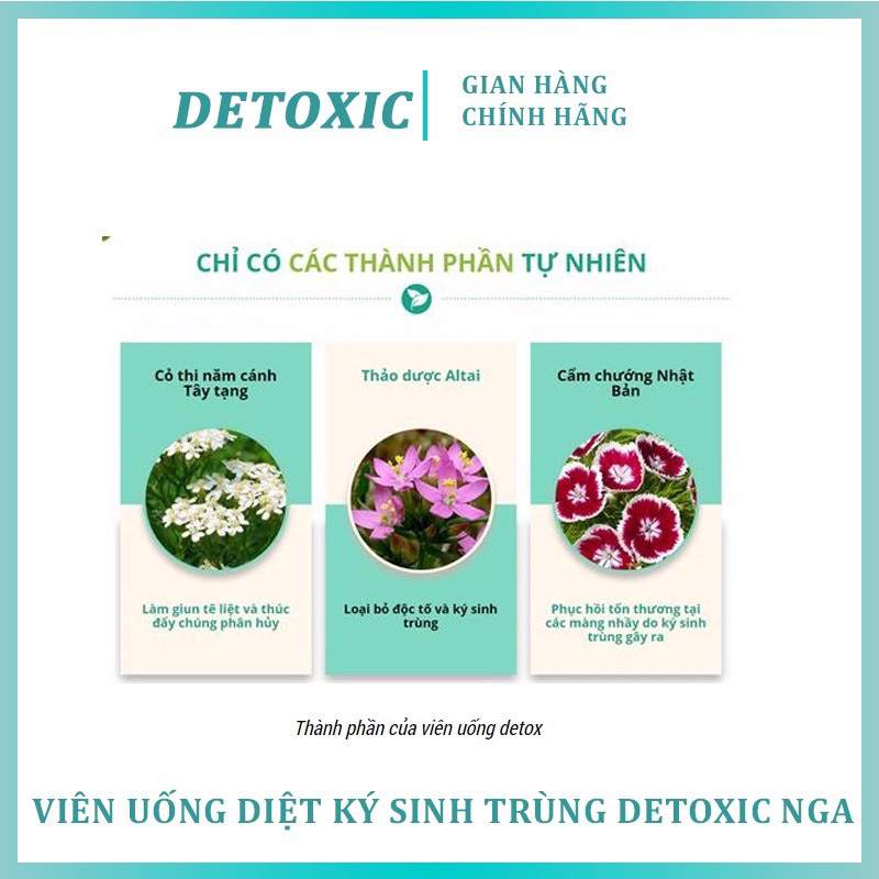 Viên Uống Diệt Ký Sinh Trùng DETOXIC Cơ Thể Hộp 20V Hàng Chính Hãng SX Tại Nga