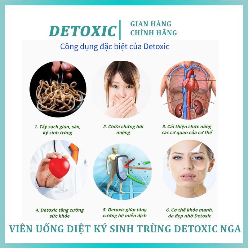 Viên Uống Diệt Ký Sinh Trùng DETOXIC Cơ Thể Hộp 20V Hàng Chính Hãng SX Tại Nga