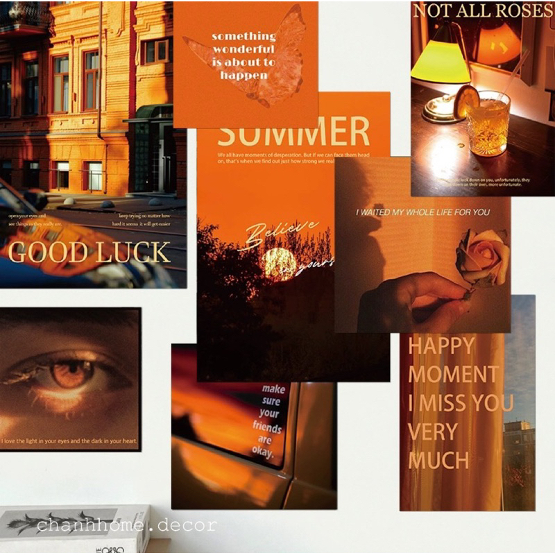 #1 Tranh dán tường postcard trang trí bàn phòng, poster ảnh thiệp decor chụp hình tặng sticker hình dán Chanhhomedecor