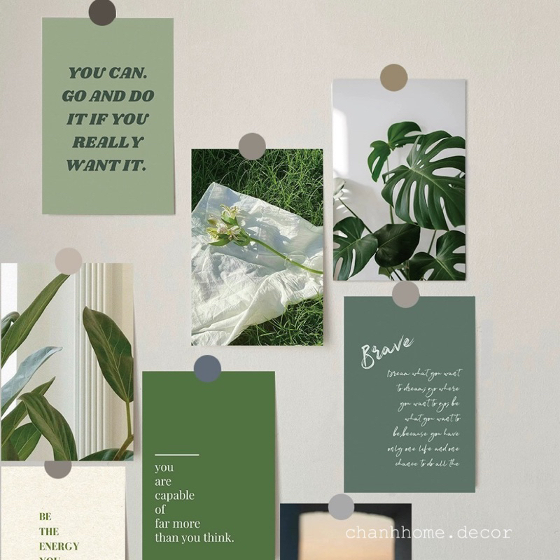 #1 Tranh dán tường postcard trang trí bàn phòng, poster ảnh thiệp decor chụp hình tặng sticker hình dán Chanhhomedecor