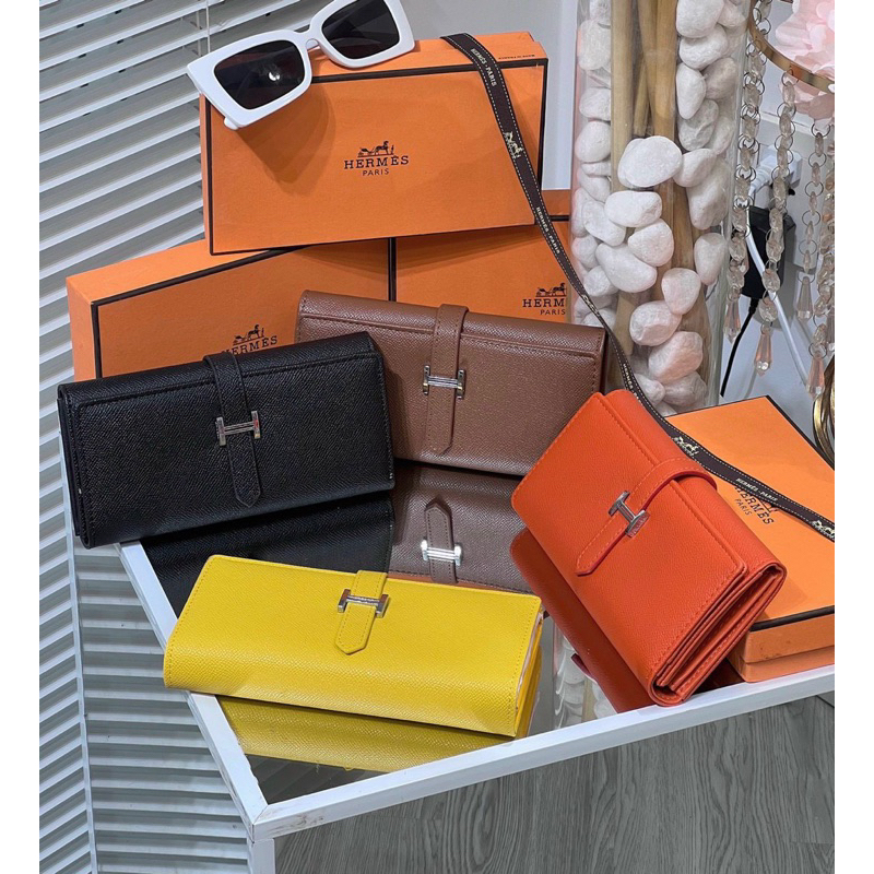 Ví cầm tay hm khoá chữ H xịn sò có hộp 20cm