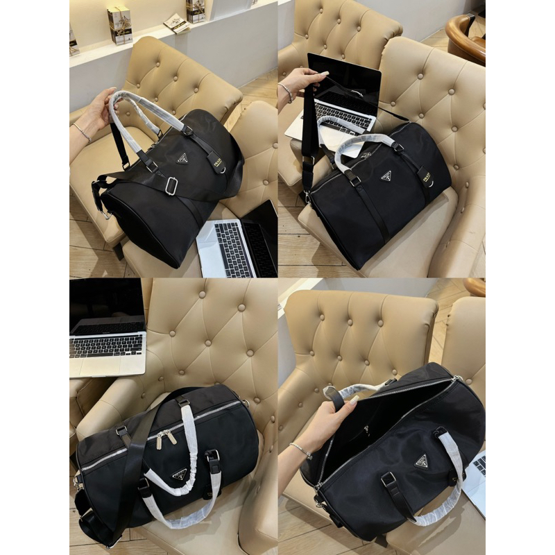 túi trống du lịch #prada vải dù trơn sang chảnh 45cm