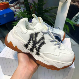 Giày MLB NY chính hãng đế nâu chuẩn bản Trung 1:1 full box, Giày sneaker thể thao nam nữ đi học cổ thấp đế cao 5cm N3